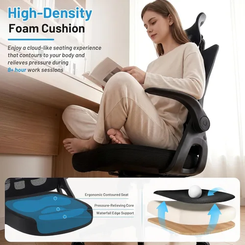 Miniatura 7 de Office Chair Ergonomic Desk Chair with Adjustable Headrest Lumbar Support, High Back Breathable Mesh Chair with 120° Tilt & Flip-Up Armrests, Swivel