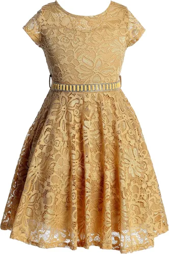Miniatura 15 de Little Girl - Vestido de niña con manga de encaje y cinturón de piedras