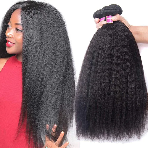 UNICE - Peluca Yaki de cabello humano lacio tipo afro 10A, paquete de 1, extensiones de cabello 100% humano virgen mongol, color natural, 16