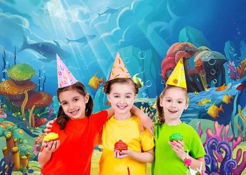 Miniatura 3 de CHAIYA Telón de Fondo Bajo el Mar Océano Sirenita Telón de Fondo de Fondo para Tema Bajo el Mar Baby Shower Cabina de Fotos Banner Fiesta Decoración
