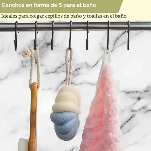 Miniatura 7 de ESFUN - Paquete de 30 ganchos en S de 2.4 pulgadas para colgar en estantes de alambre, ganchos en forma de S negros para colgar, soportes para ollas