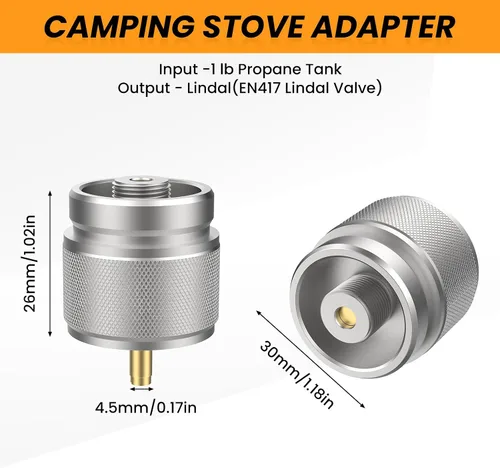 Miniatura 2 de 2 adaptadores de estufa de campamento, adaptador de recipiente de GLP, entrada de tanque de propano de 1 libra, EN417, adaptador de salida