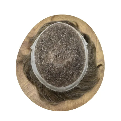 Miniatura 36 de Sistema de reemplazo de cabello de encaje francés para hombre, piezas de cabello de aspecto natural, encaje frontal, negro, marrón, rubio, gris