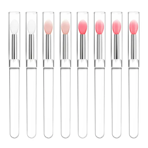 Miniatura 7 de Cepillo de silicona para labios, aplicador de lápiz labial con tapa, 8 brochas de maquillaje reutilizables, varitas de brillo de labios, herramienta