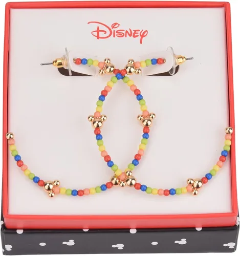 Miniatura 4 de Disney Mickey Mouse Beaded Hoop Earrings, One Pair for Women, Girls in Authentic Jewelry Gift Box, Gold Tone, Open Loop Design, Post Closure