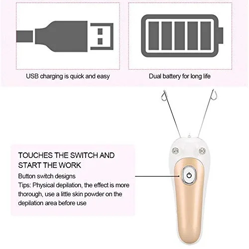 Miniatura 4 de Removedor eléctrico de pelo, depiladora de belleza para mujer, depiladora de algodón para enhebrar, afeitadora de pelo, cara, dispositivo delicado
