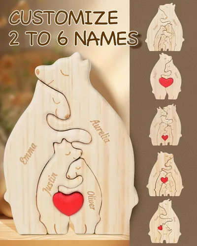 Miniatura 4 de Rompecabezas de madera personalizado con 2 a 7 nombres, personalizado para mamá, papá, miembros de la familia, rompecabezas personalizado con nombre