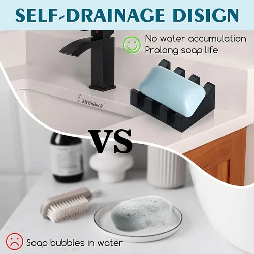 Miniatura 2 de Jabonera de silicona para jabón en barra, soporte para jabón para ducha y baño, bandeja autodrenante en cascada para secado, mantiene las pastillas