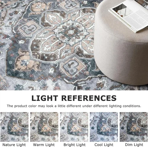 Miniatura 4 de SIILOOM Alfombra lavable de 2 x 3 pies, alfombra suave color taupe ceniza para entrada, tapete antideslizante para puerta de interior, tapete