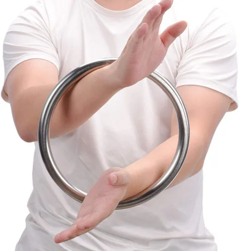 Miniatura 3 de HYOUT Anillo de acero inoxidable Wing Chun Yewen Sau de entrenamiento manual adhesivo para fuerza de mano Tsun Siu Lum Kung Fu de autodefensa