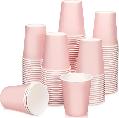 Lallisa 200 vasos de papel desechables de 9 onzas para café, para té, bebidas, bebidas calientes, bebidas frías, revelación de género, Día de la