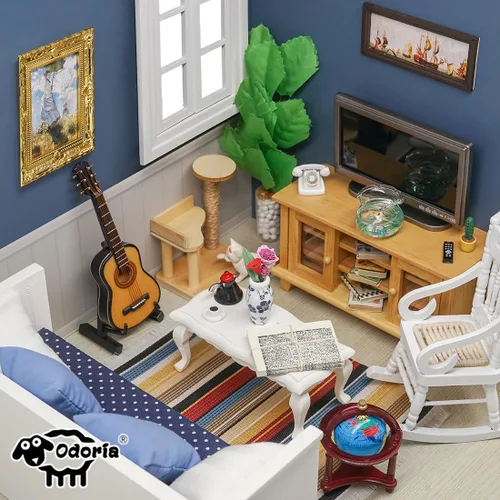 Miniatura 7 de Odoria 1/12 Sofá sillón miniatura para casa de muñecas, accesorios de muebles, rosa