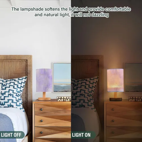 Miniatura 5 de Lámpara de mesita de noche líquida de lavanda morada, luces LED cálidas con puerto de carga USB, lámparas de escritorio cilíndricas retro