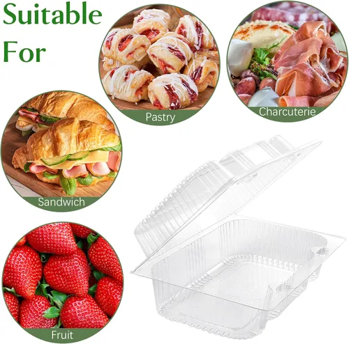 Miniatura 4 de TOFLEN Recipientes desechables de plástico resistente con bisagras con tapas transparentes (paquete de 40) recipientes para pan de 7.2 x 4.7 x 3