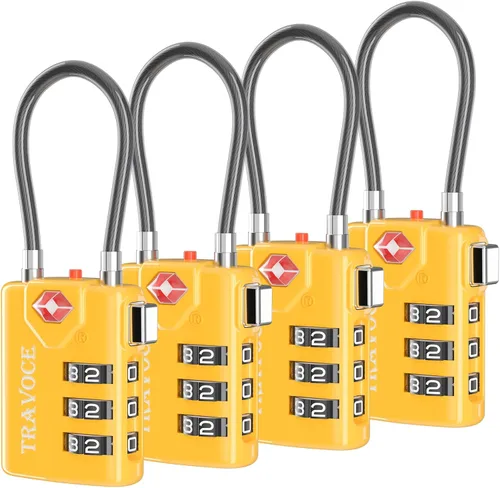 Miniatura 25 de Search Alert - Cerraduras de cable de equipaje de combinación de viaje aprobadas por la TSA para maleta, casillero de gimnasio, caja
