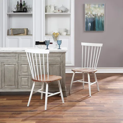 Miniatura 2 de OSP Home Furnishings Eagle Ridge - Sillas de comedor tradicionales de madera maciza estilo Windsor, paquete de 2, color crema