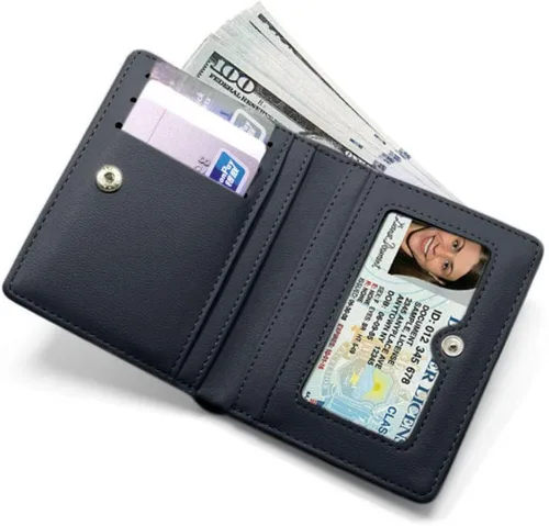 Miniatura 3 de AnnabelZ Billetera pequeña de cuero plegable para mujer, mini monedero corto