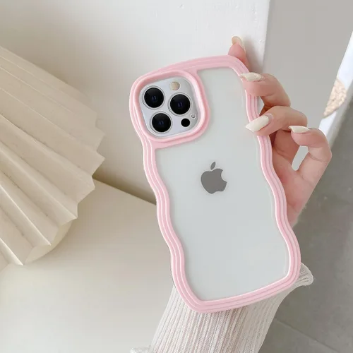Miniatura 22 de QLTYPRI Funda compatible con iPhone 7/8/SE, bonita funda transparente con marco ondulado rizado para niñas y mujeres, funda protectora de TPU