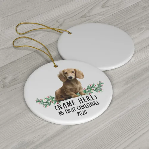 Miniatura 3 de Nombre personalizado Año salchicha crema Año Nuevo 2026 Decoraciones Regalos Primero 2025 Adornos de árbol de Navidad círculo de cerámica