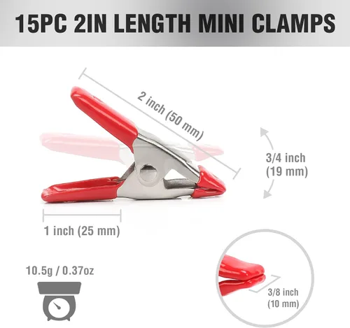 Miniatura 3 de WORKPRO W001401A - Juego de abrazaderas de resorte de acero de 20 piezas, 15 abrazaderas de 3/4 pulgadas, 5 abrazaderas de 1 pulgada para trabajo