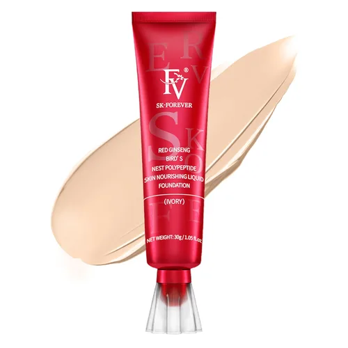 Miniatura 15 de FV Base de maquillaje líquida dewy, fórmula hidratante suave y ligera, cobertura media-completa de larga duración con acabado natural, base Beige