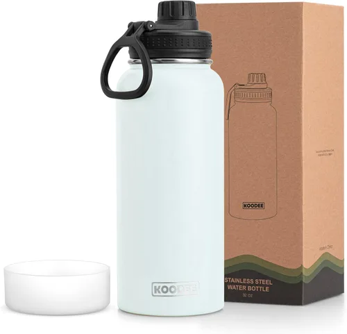 Miniatura 165 de koodee Insulated Water Bottle, 32 oz Stainless Steel Double Wall Vacuum Wide Mouth Sport Bottle with Leakproof Spout Lid (Navy)