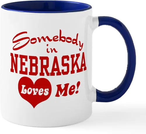 Miniatura 104 de CafePress I Love Nebraska Taza de café de cerámica de 11 oz (11.0 fl oz)