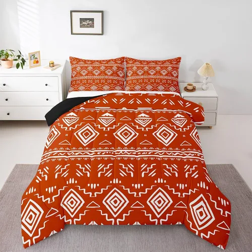 Miniatura 34 de Erosebridal - Juego de ropa de cama estilo tribal bohemio azteca, edredón con estampado étnico blanco y negro, bohemio, tamaño King, juego de Multi