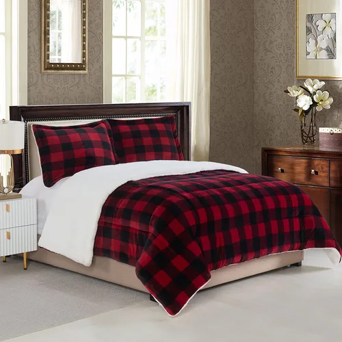 Miniatura 17 de Elegant Comfort Juego de edredón de calidad premium de peso pesado de micromink con respaldo de sherpa reversible alternativo al plumón de Negro