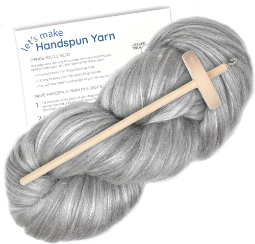 Miniatura 6 de Aprende a girar - Kit de Spinning para principiantes con husillo de caída y lápiz de mezcla de merino/seda Roving. Elige tu color y haz hilo!