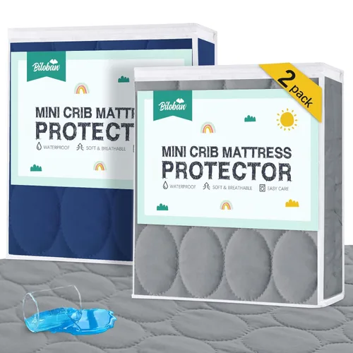 Miniatura 12 de Sábanas protectoras de colchón de cuna impermeables, paquete de 2, funda acolchada ajustable para colchón de cuna que se adapta a colchones de cama