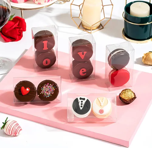 Miniatura 3 de RomanticBaking Paquete de 37 Cajas de Macarons de 4.17" x 2.16" x 1.37" para 2 Brownies Oreo Cubiertos de Chocolate Trufa Golosina Cajas
