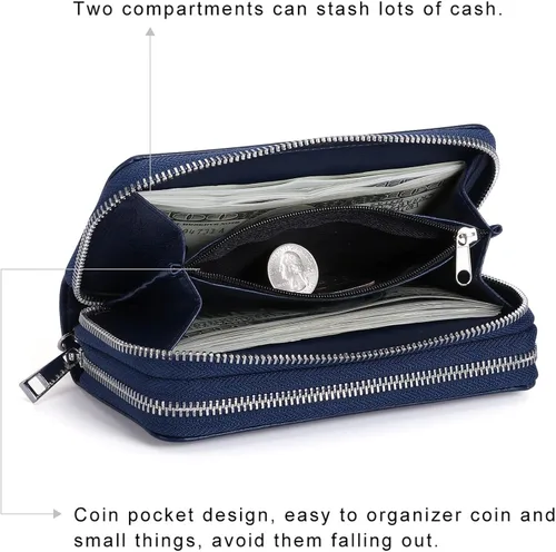 Miniatura 4 de Abberry Cartera de pulsera con doble cremallera para mujeres, mujeres y niñas