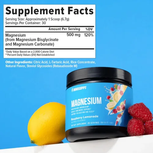 Miniatura 4 de InnoSupps Polvo de magnesio, mezcla mineral de doble acción con bisglicinato de magnesio y carbonato, promueve el alivio del estrés, la hidratación