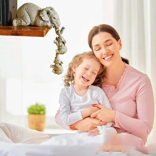 Miniatura 9 de Juego de 3 piezas de estatua de decoración de elefante, madre y dos bebés colgantes, adornos para sala de estar, dormitorio, decoración del hogar