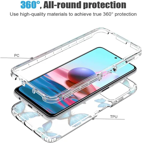 Miniatura 3 de Funda para Redmi Note 10 (4G)/Note 10S M2101K7BG con protector de pantalla de vidrio templado, suave 360 cuerpo completo a prueba de golpes