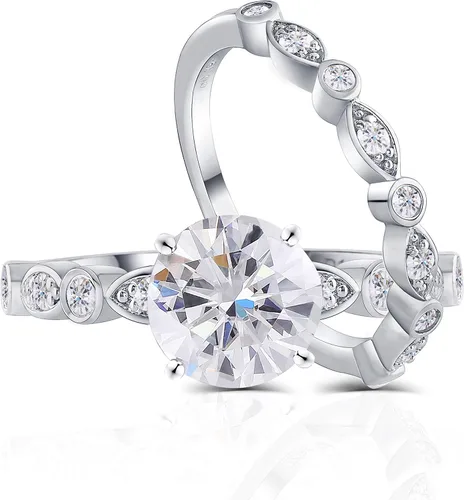 DovEggs G-H-I - Anillo de compromiso de plata de ley de 1.5 quilates de 0.295in de color corazón con flechas cortadas moissanita para boda, juego de