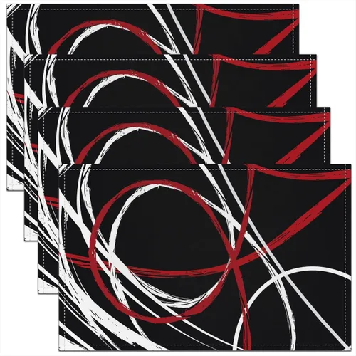 Miniatura 20 de Modern Circles - Juego de 4 manteles individuales de 12 x 18 pulgadas, patrón geométrico abstracto, decorativo, para niños, adolescentes y adultos