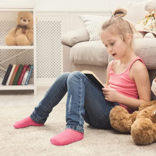 Miniatura 5 de 12 paquetes de calcetines antideslizantes para niños y bebés con agarres, 1-7 años, calcetines de algodón para tobillo para niños y niñas