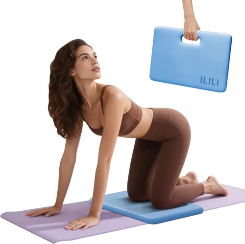 Miniatura 8 de ILILI Rodillera de yoga plegable, almohadilla suave de TPE de 24 x 17 x 0.5 pulgadas (tamaño plegable 17 x 12 x 1 pulgadas) para flexiones