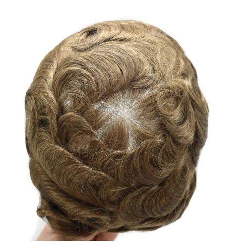 Miniatura 34 de Peluca de repuesto de cabello natural de poliuretano con encaje frontal para hombre (7x9 pulgadas, densidad de luz, 1B40# negro natural con 40% gris)