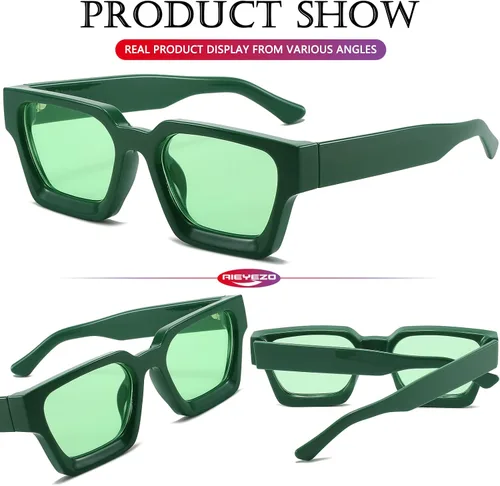 Miniatura 34 de AIEYEZO Gafas de sol cuadradas para mujeres y hombres, gafas de sol cuadradas con montura gruesa, estilo de diseñador simple