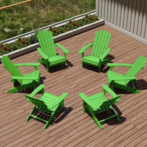 Miniatura 11 de YEFU Silla Adirondack de plástico resistente a la intemperie, sillas de patio con instalación fácil en 5 pasos, se ve exactamente como madera real