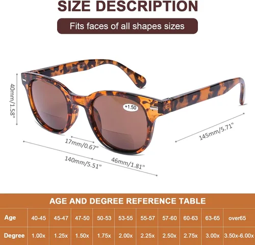 Miniatura 3 de AQWANO Lentes de lectura bifocales con estilo de moda, protección anti UV400, lectores de calidad ligera, bisagra de resorte bifocales, para hombres