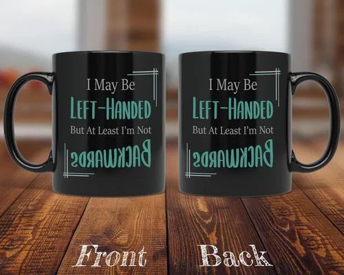 Miniatura 2 de PixiDoodle Taza de café para zurdos – Divertido día de zurdos (11 onzas, negro)