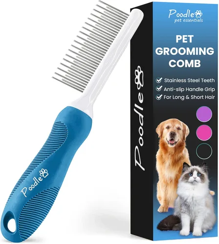 Miniatura 14 de Poodle - Peine Rastrillo Desenredante para Perros y Gatos - Cuchillas Largas de Acero de Seguridad de 2.5" Peine de Metal para Desenredar Pelo