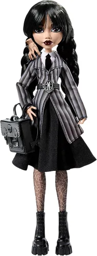 Miniatura 2 de Muñeca de miércoles de Monster High y accesorios, muñeca coleccionable de Wednesday Addams en uniforme de la Academia Nevermore con Thing y mochila