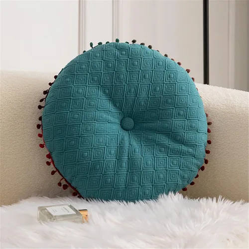 Miniatura 2 de Cojín redondo de bola redonda Almohada de sofá Cojín de piso (azul, 15.7in40cm)