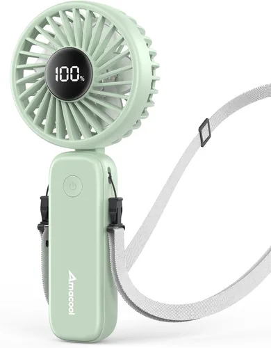 Miniatura 11 de AMACOOL Ventilador portátil de mano con motor dual, 12 aspas, potente ventilador de mano de 4 velocidades, plegable, ventilador de enfriamiento Rosa