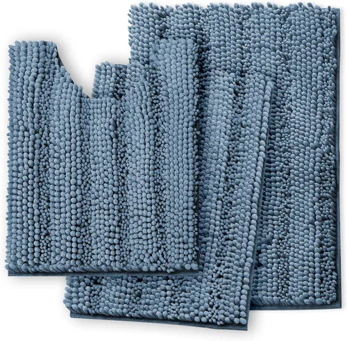 Miniatura 18 de Clara Clark Tapetes para baño de felpilla, tapetes de baño de felpa ultra suaves, lavables a máquina, con parte trasera antideslizante, 44 x 26 Negro